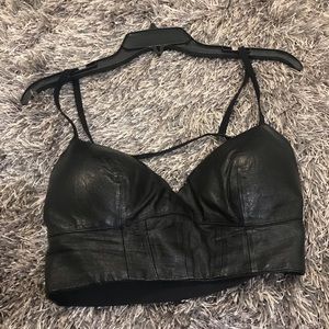 Bebe Genuine Leather Bralette